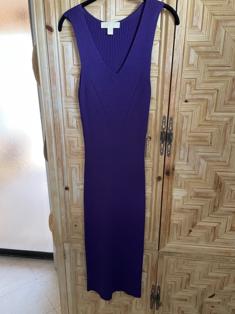 MICHAEL Michael Kors Sleeveless Ribbed V-Neck Maxi Dress in Deep Purple